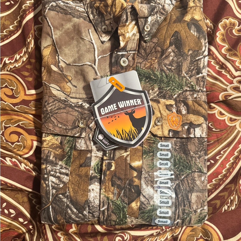 Men's Camouflage Shirt - Brown and Green Long Sleeve